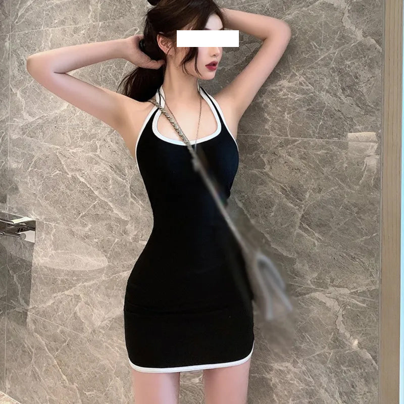 Summer Women Sexy  Halter Dress Sleeveless Bodycon Mini Dresses Summer Fashion