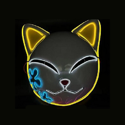 Spot Demon Slayer Blade Glowing Mask EL Mask LED Glowing Cat Face Mask Props Halloween Glowing Mask