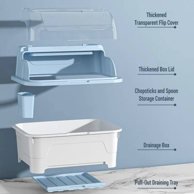Kitchen Bowl And Chopsticks Storage Box With Drainage Dish Cupboard Household With Lid Sealed Dish Dishes Kitchen Accessories