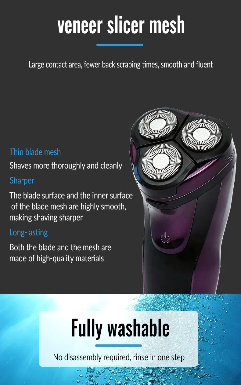 Electric floating blade water washing and charging electric shaver intelligent anti beard clip LED display