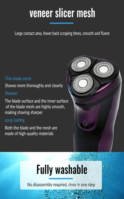 Electric floating blade water washing and charging electric shaver intelligent anti beard clip LED display