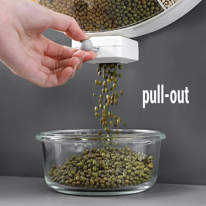 Degree Rotating Rice Dispenser Sealed Dry Cereal Grain Bucket Dispenser Moisture-proof Kitchen Food Container Storage Box