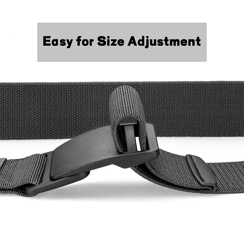 Maikun Large Size Fabric Men's Belt Work No Hole Nylon Webbing Plastic Buckle Belt Military Nylon Blend Web Belt