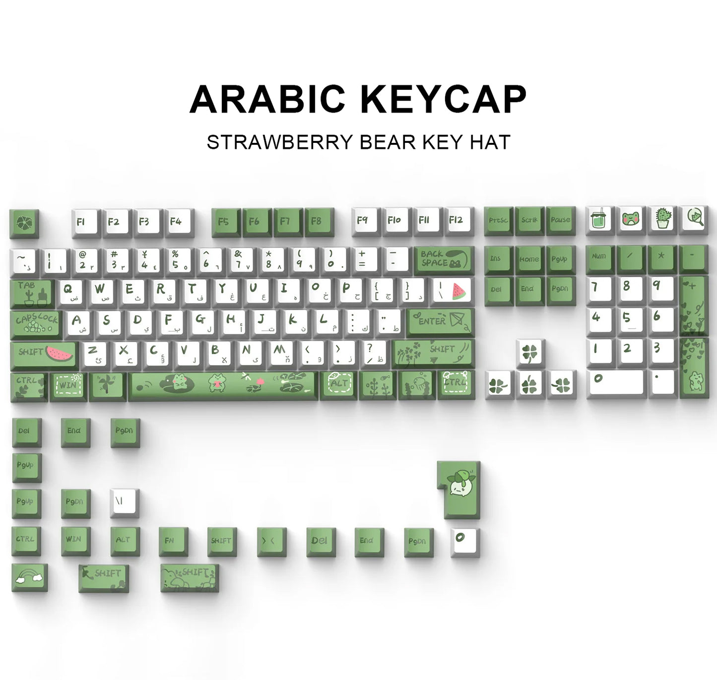 Arabic Keycaps Coral Sea Cute PBT OEM Sublimation For Mechanical Keyboard Personality Translucent Cyan White Keycap