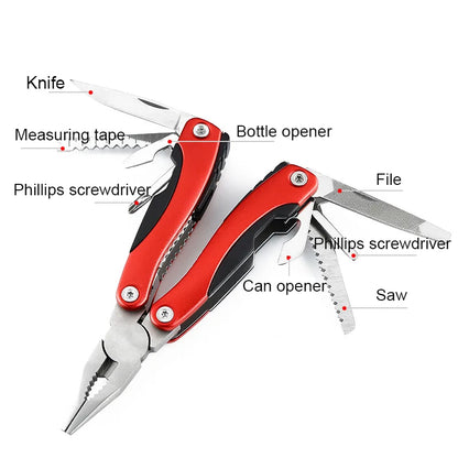 Camping Gear Outdoor Survival Stainless Steel 9 In 1 Portable Multi Tool Plier Camping Accessories Portable