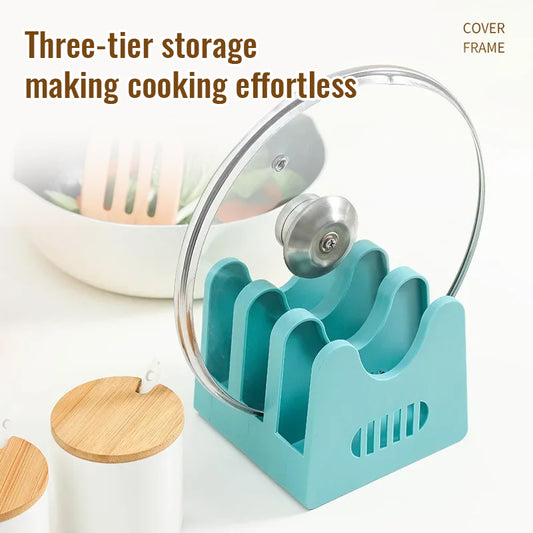 Kitchen Sitting Multi-layer Pot Cover Rack Countertop Sticky Plate Rack Knife Cutting Board Pot Cover Water and Oil Tray Support