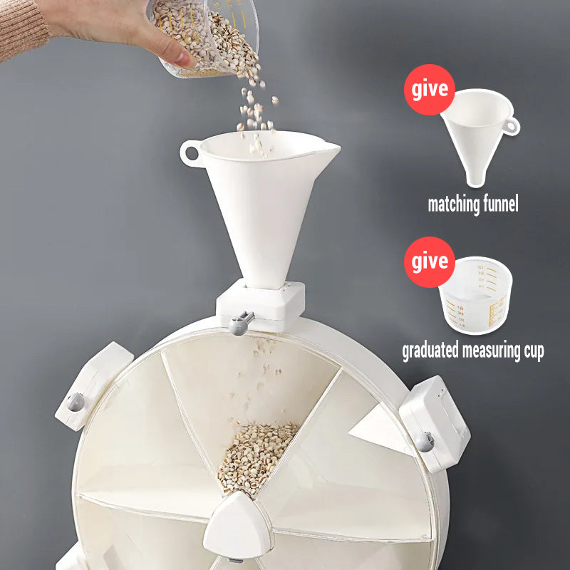 Degree Rotating Rice Dispenser Sealed Dry Cereal Grain Bucket Dispenser Moisture-proof Kitchen Food Container Storage Box