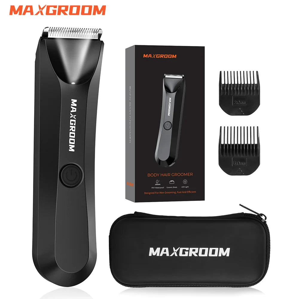 MAXGROOM Shaver for Men Ball Trimmer for Groin Pubic Grooming Body Hair Trimmer Replaceable Ceramic Blade Heads Electric Razor