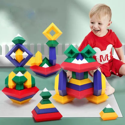 Kids Construction Set Pyramid Building Blocks Set 3D Geometry Space Game Montessori Educational Toys For Children Boy Girl