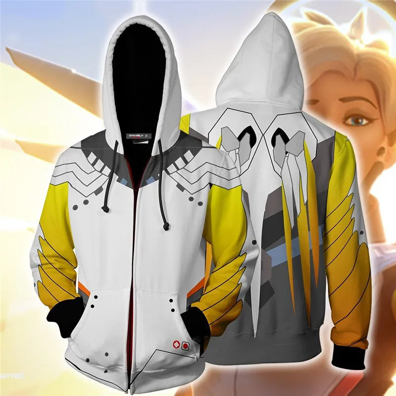 Anime Game Hoodie Sweatshirt 3D Printing Overwatches DVA DJ Cosplay Costume Women Men Couple Hooded Jacket Top Clothing