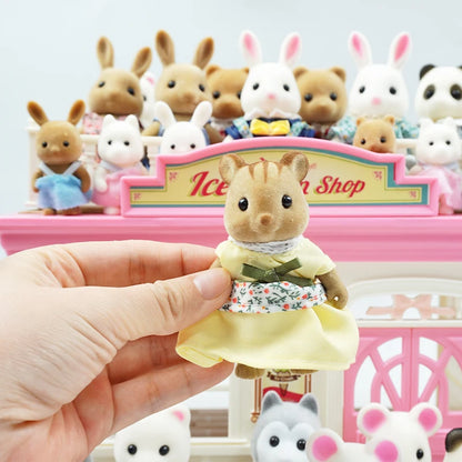 1:12  Forest Animal Family Mini  Rabbit Bear Panda doll girl play house doll setForest Family Villa Furniture Set Toys