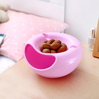 Multi Use Double Layer Snack Bowl Lazy Snack Plate Kitchen Fruit Plate Sunflower Seeds Storage Box Dishes Living Room Acc