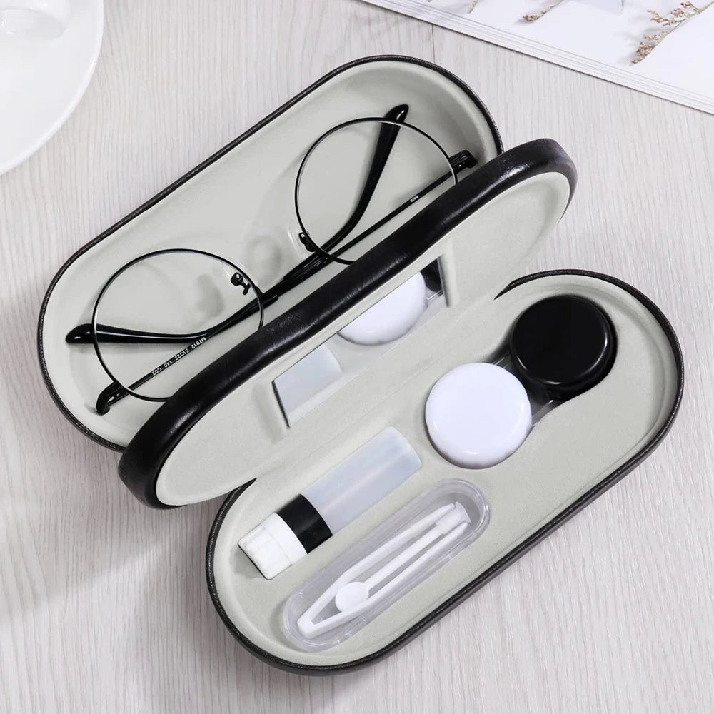 1Pcs Double-layer Dual-use Contact Lens Boxes Handmade Beauty Contact Partner Box Portable Men Women Glasses Eyewear Accessories