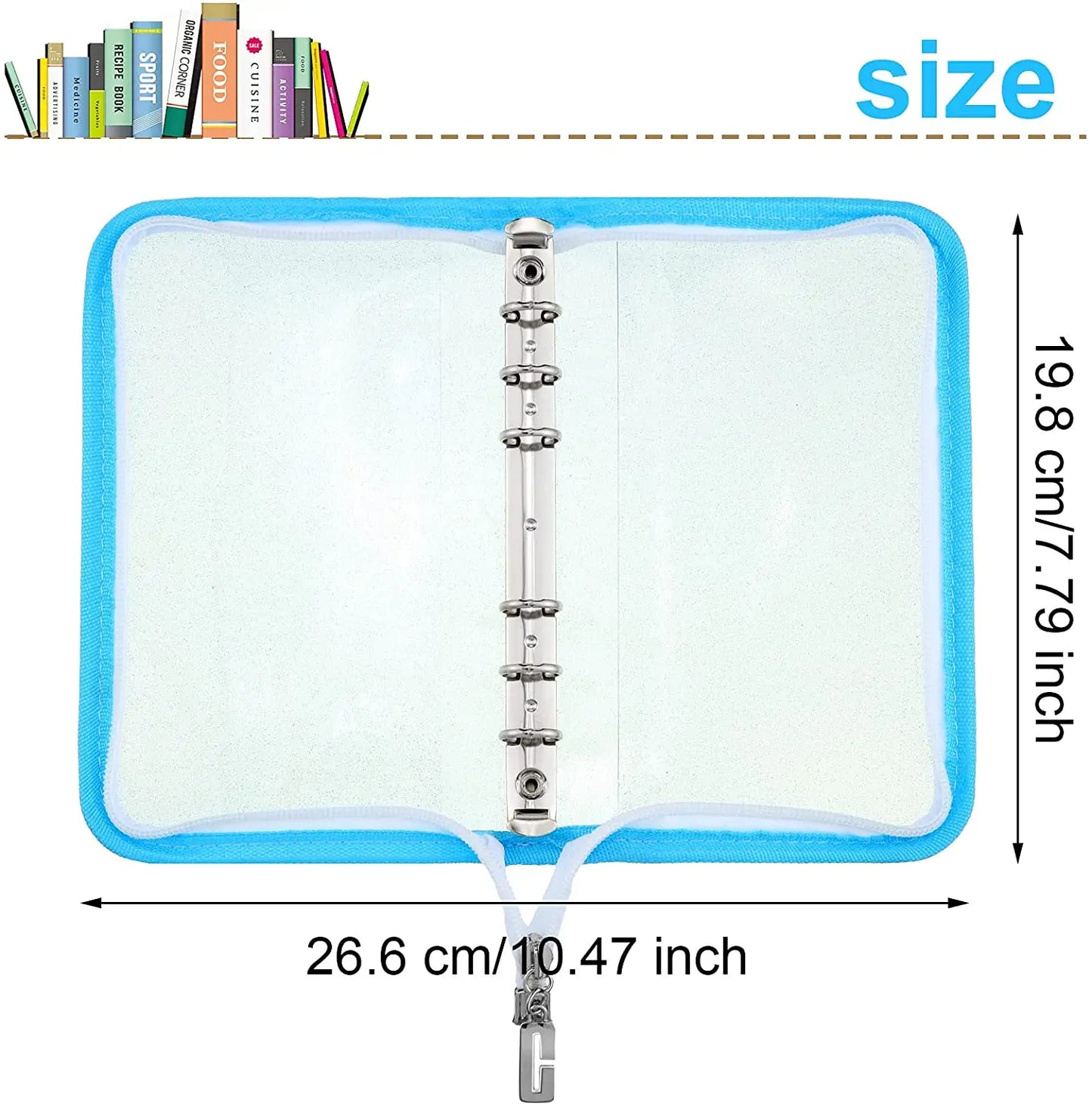 A6 Binder 6 Ring Cover PVC Notebook Shell with Zipper, Sparkling Budget Binder For Cash Budget System, Journaling, Planner