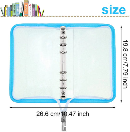 A6 Binder 6 Ring Cover PVC Notebook Shell with Zipper, Sparkling Budget Binder For Cash Budget System, Journaling, Planner