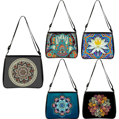 Mandala Flowerote Handbag Women Ethnic Traditional Shopping Bag Floral Print  Shoulder Bag  For Lady Traveling Messenger Bag