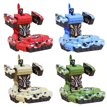 4 Colors Mini Military Tank Deformation Robot Toy Car For Boy Impact Transformation Vehicles Tank Model Children Learning Toy