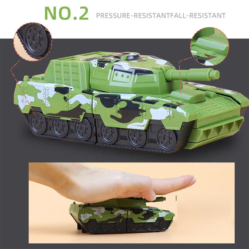 4 Colors Mini Military Tank Deformation Robot Toy Car For Boy Impact Transformation Vehicles Tank Model Children Learning Toy