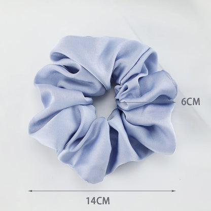 Silk Satin Large Scrunchies Elastic Rubber Hair Bands Women Girls Solid Headband Ponytail Holder Hair Ties Accessories Fashion