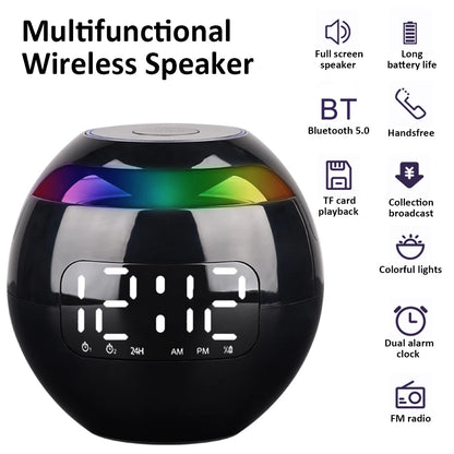 Upgraded Night Light Bluetooth Speaker Radio Alarm Clock USB Charger Digital Clock FM Radio Nap Timer Automatic Sensor Screen