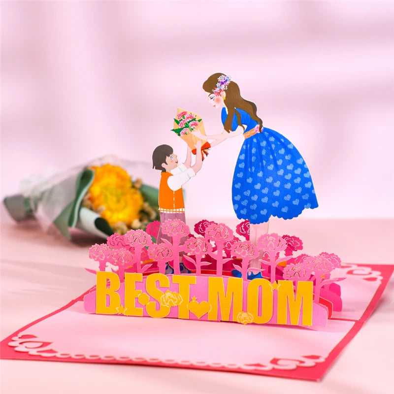 3D Pop Up Mothers Day Cards Gifts Floral Bouquet Greeting Cards Flowers for Mom Wife Birthday Sympathy Get Well