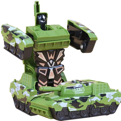 4 Colors Mini Military Tank Deformation Robot Toy Car For Boy Impact Transformation Vehicles Tank Model Children Learning Toy