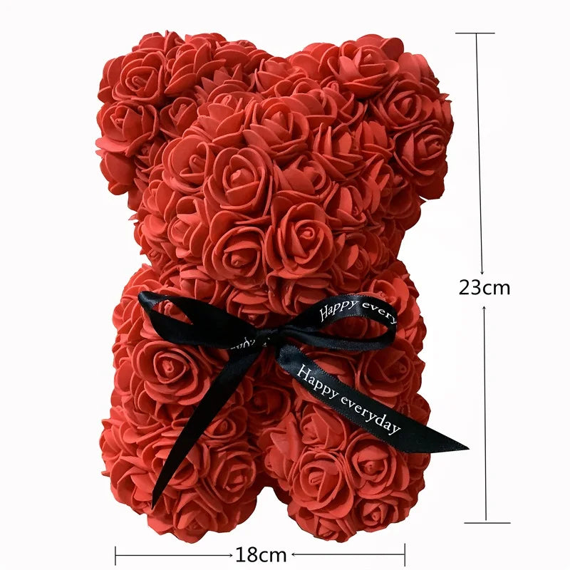 1pcs 25cm Rose Bear Artificial Foam Rose Flower Teddy Bear Valentines Day Gift Birthday Party Spring Wedding Party Decoration