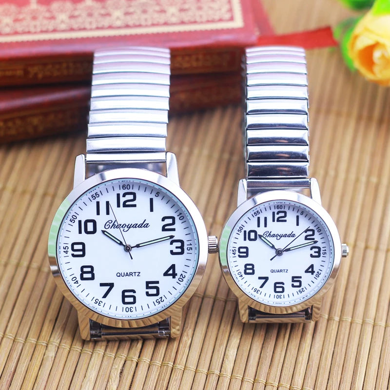 2023 Men Women Couple Lovers Flexible Elastic Strap Quartz Watch Simple Stainless Steel Electronic Luminous Hands Wristwatches