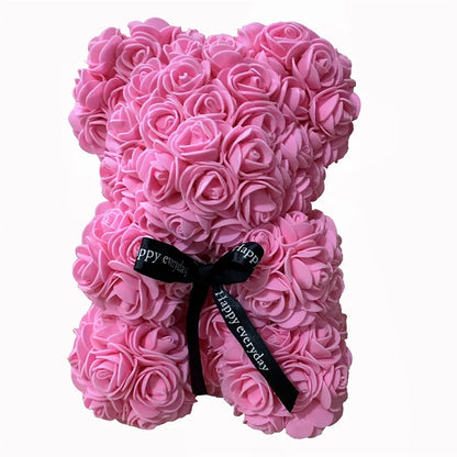 1pcs 25cm Rose Bear Artificial Foam Rose Flower Teddy Bear Valentines Day Gift Birthday Party Spring Wedding Party Decoration