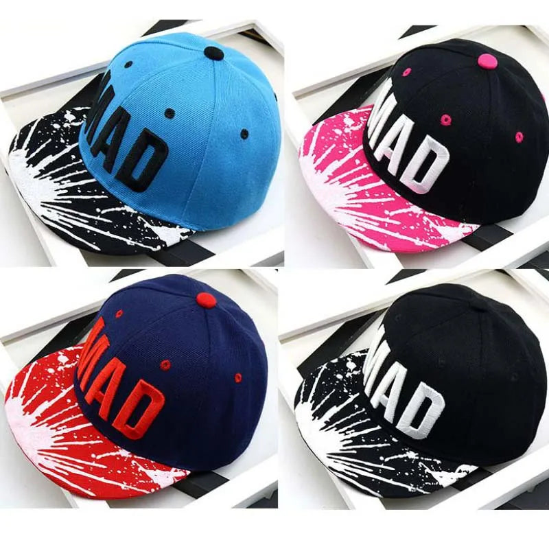 Doitbest 2-8 Years Summer Children Baseball Cap Boys Girls MAD Letters autumn Snapback adjustable Kids Hip Hop cap Sun Hat