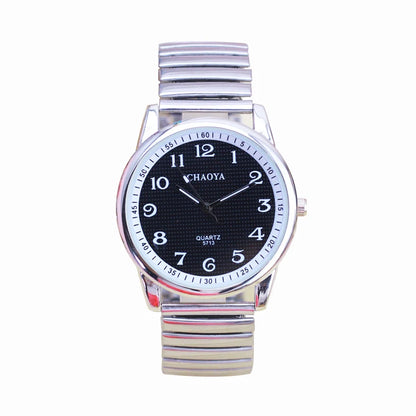 new old women men simple fashion elastic strap stainless steel quartz wristwatch ladies dress white black relogio masculino