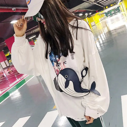 Cute Whale Design Pu Leather Fashion female Flap Clutch Shoulder Bag Crossbody Mini Messenger Bag For Women Bolsa Drop Shipping