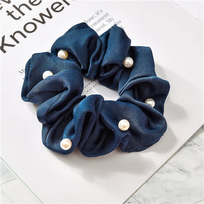 Donarsei 2023 New Fashion Pearl Hair Scrunchies Elastic Satin Round Hair Ring Rubber Band Horsetail Holder