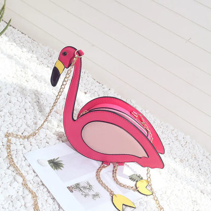 Flamingo Chains Shoulder Bags Cheap Women O Bags Pink Bird Bolsas Feminina Sac De Plage Flamingo Cheap Leather Handbag