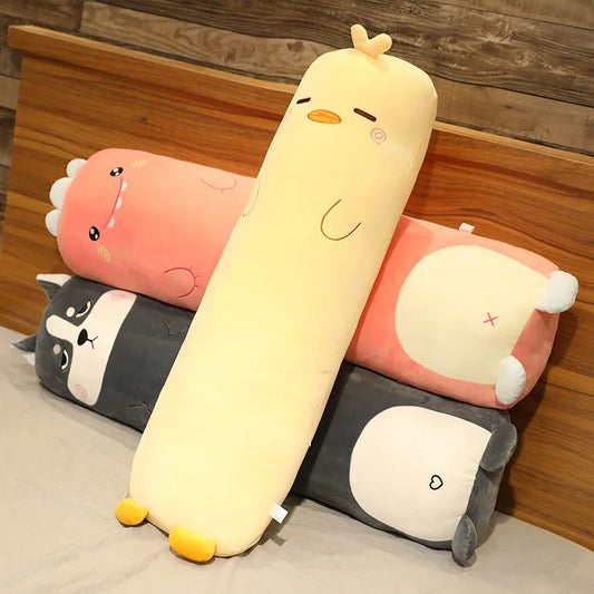 70/100cm Soft Long Sleep Pillow Dinosaur Pig Teddy Bear Husky Duck Plush Toys Stuffed Doll Cushion Kids Girls Gift