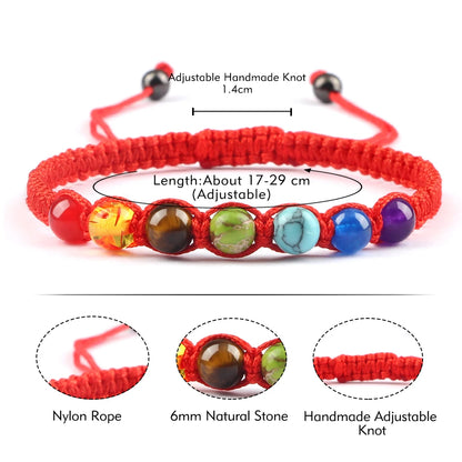 Handmade 7 Chakra Beads Bracelet 6mm Natural Stone String Braided Yoga Reiki Healing Balance Bracelets & Bangles Meditation Gift