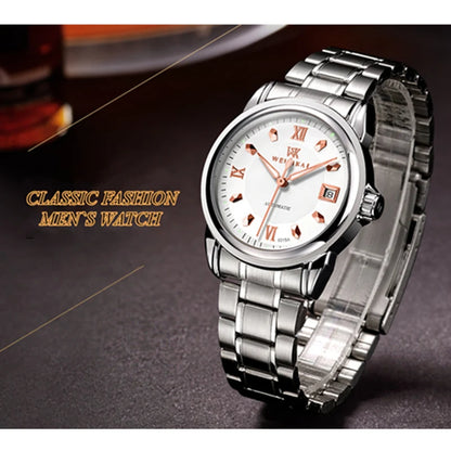 Mens Automatic Mechanical Watches Calendar Luminous Hands Fashion Classic Business Male Stainless Steel Wristwatch Clock 8015A