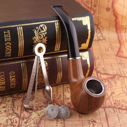 Resin Smoking Tobacco Pipe Set Classic Wooden  Herb Grinder Pipe Smoking Chimney Filter Gift for Smoke Accessories