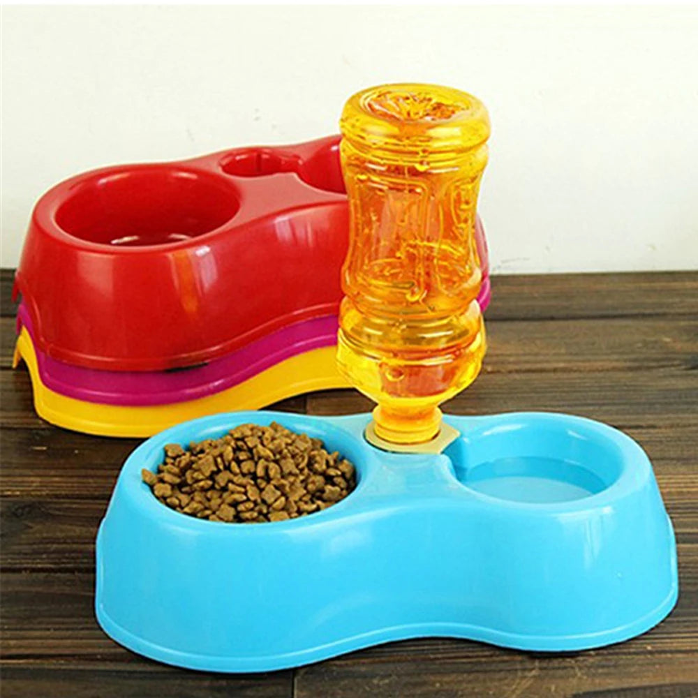 Dual Port Dog Automatic Water Dispenser Feeder Utensils Bowl Cat Drinking Fountain Food Dish Pet Bowl Cats  Pet Feeder