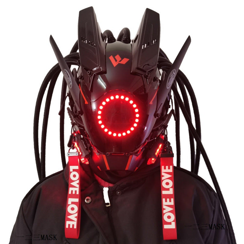 Cyberpunk masks, punk accessories, technologically aware helmets, mechanical LED masks, cosplay performance props