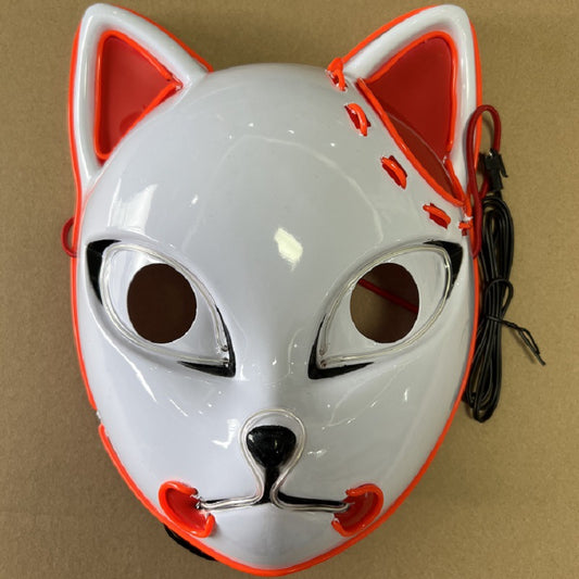 Spot Demon Slayer Blade Glowing Mask EL Mask LED Glowing Cat Face Mask Props Halloween Glowing Mask