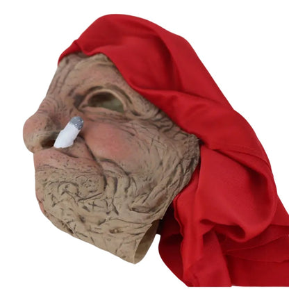 Halloween horror character headgear, smoking granny mask, latex headgear, dance party Douyin props and peripherals