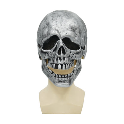 Scary Zombie Hood Mask with Moving Mouth – Skull Latex Halloween Prop