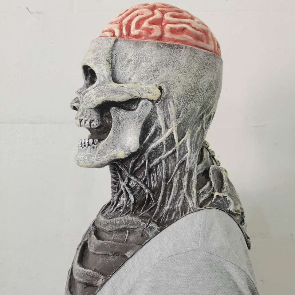 Scary brain-blasting hood, funny, scary, screaming, latex mask, Halloween skull mask