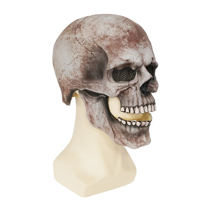 Scary Zombie Hood Mask with Moving Mouth – Skull Latex Halloween Prop