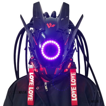 Cyberpunk masks, punk accessories, technologically aware helmets, mechanical LED masks, cosplay performance props