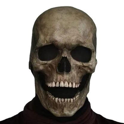 Scary Zombie Hood Mask with Moving Mouth – Skull Latex Halloween Prop