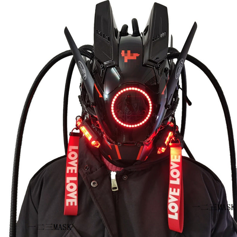 Cyberpunk masks, punk accessories, technologically aware helmets, mechanical LED masks, cosplay performance props