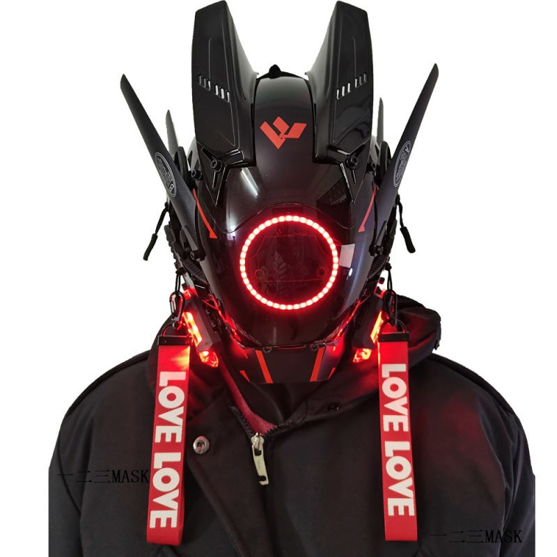 Cyberpunk masks, punk accessories, technologically aware helmets, mechanical LED masks, cosplay performance props