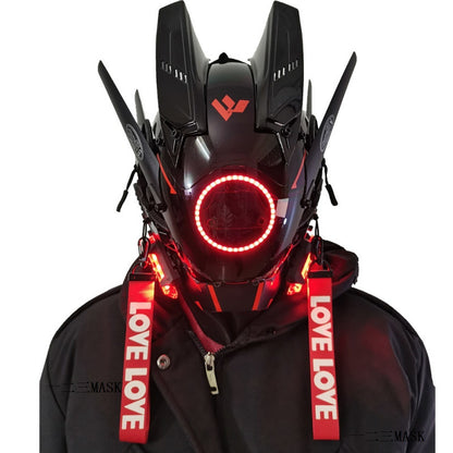 Cyberpunk masks, punk accessories, technologically aware helmets, mechanical LED masks, cosplay performance props